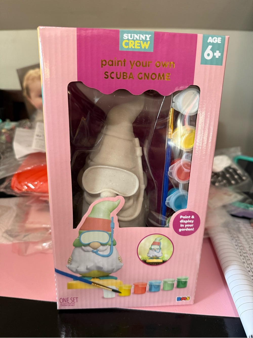 Sunny Crew Paint Your Own Scuba Gnome - Pink Box
